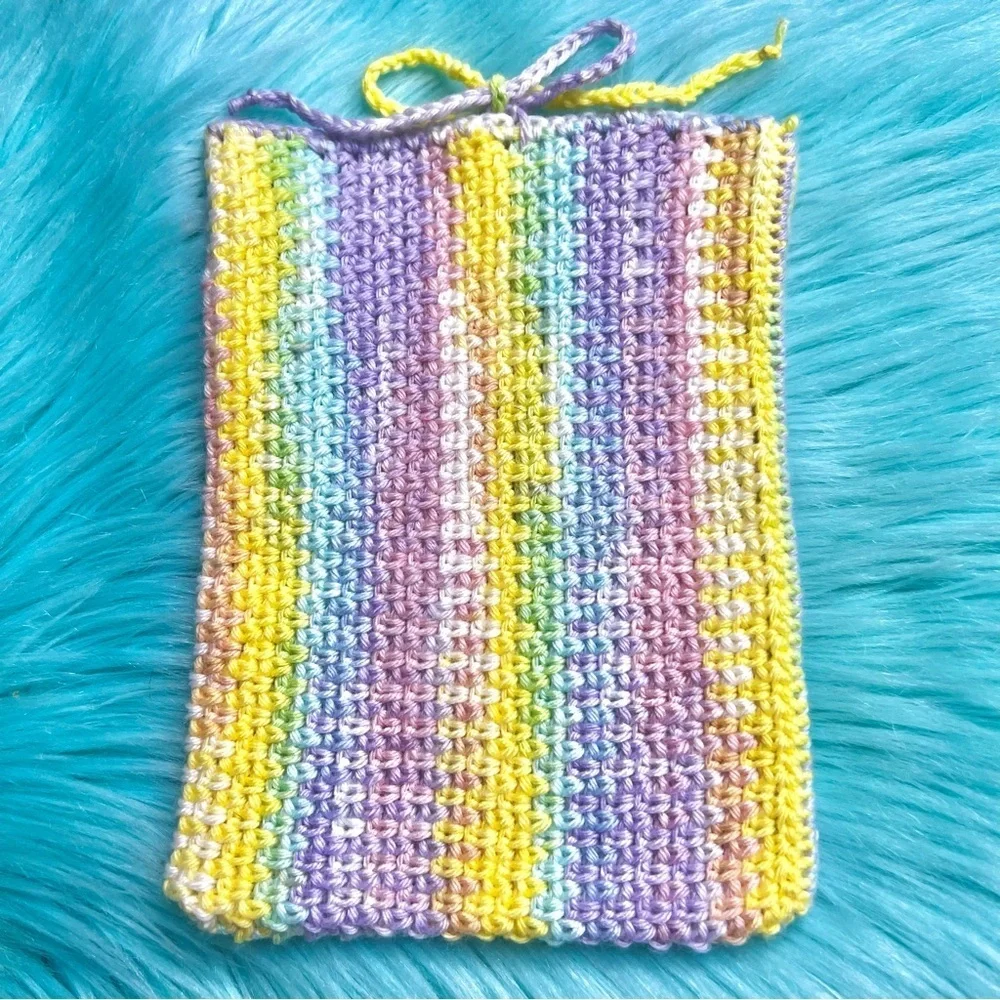 Handmade Pastel Book Pouch Sleeve Soft Texture Crochet PinkRainCloud